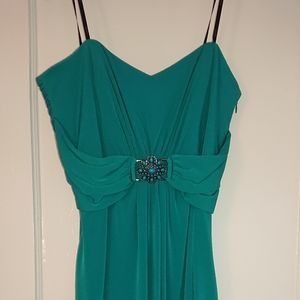 Strapless turquoise dress